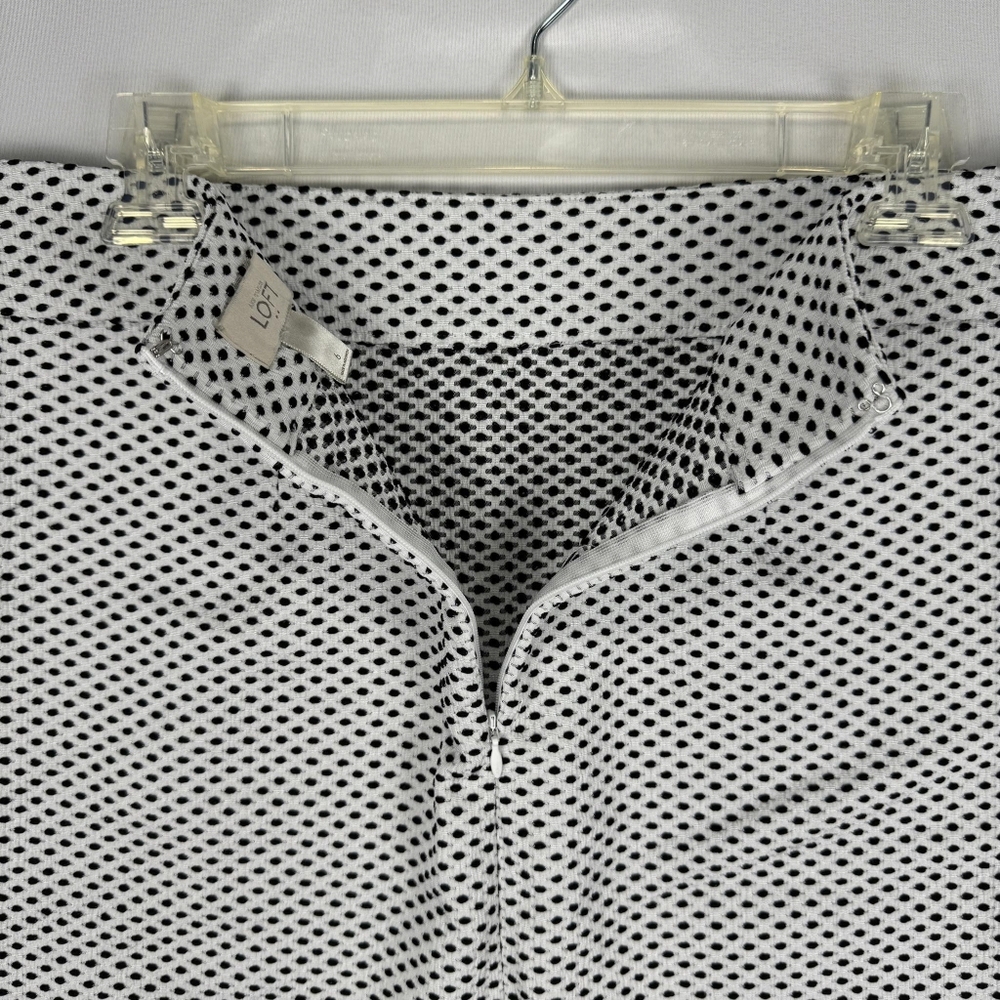 LOFT Womens Black & White Polka Dot Scalloped Hem Skirt Career Size 6 - Picture 7 of 13